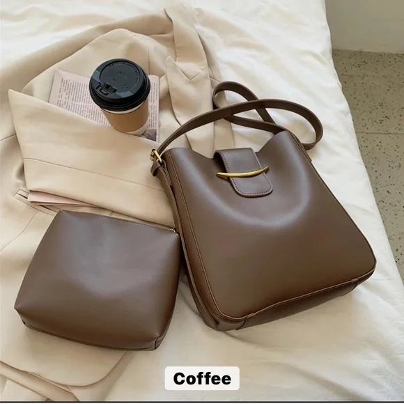 Beautiful PU Leather Bucket Bag Purse and Coin Bag Set - Picture 3 of 10